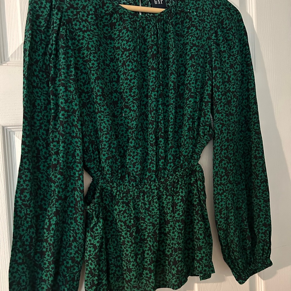 GAP Green Floral Blouse